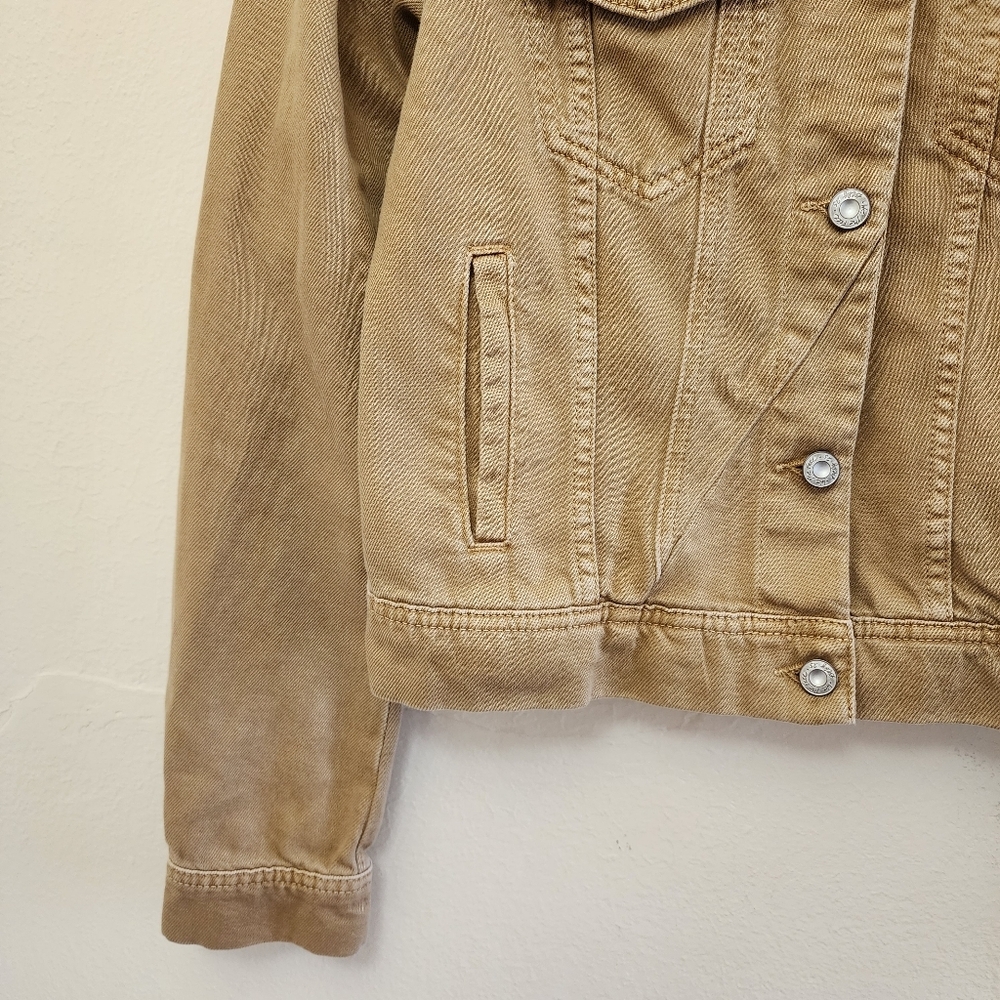 Free People Brown Denim Jacket Warm Sands Size Small Boho Rumors Jacket - Picture 5 of 11